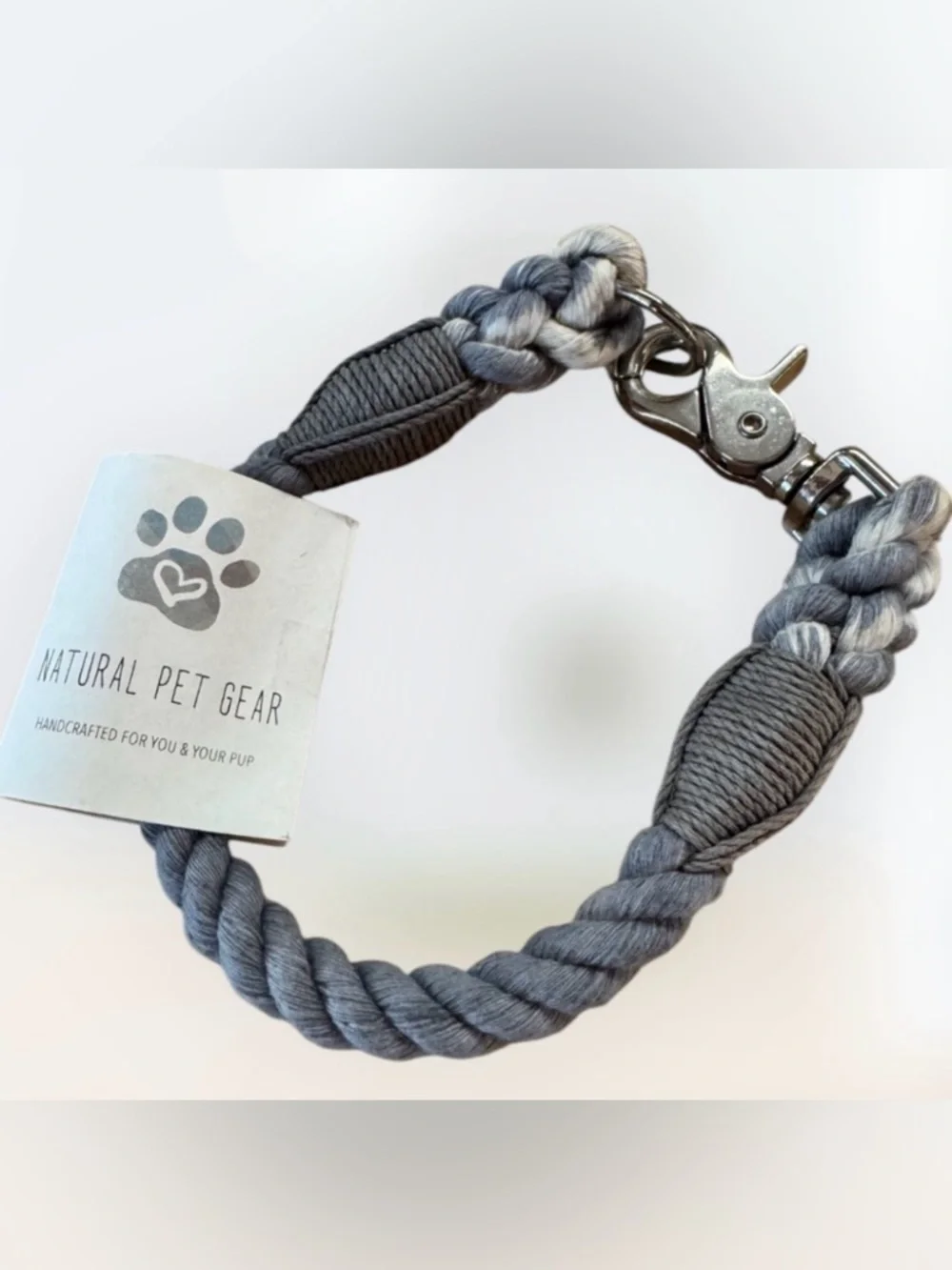 Dog Collar Cotton RopeBlue + Slate Nickel Plated 14” Wigglywoos NWT